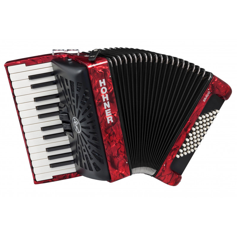 Hohner Bravo II 48 Bass Black Silent Key Piano Accordion