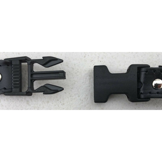 felt lined accordion backstrap in leather clasps shown