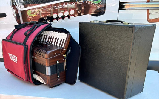 Accordion with padded gig bag and hard case for travel protection