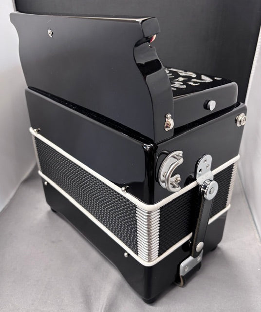 Dino Baffetti Black Pearl II D/G Melodeon – 2 Voice 19 Button 8 Bass