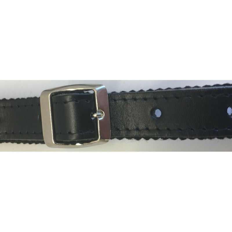 felt lined accordion backstrap in leather  buckle shown
