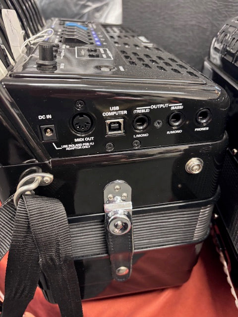 Roland FR-1X Piano Accordion shows cable inputs 