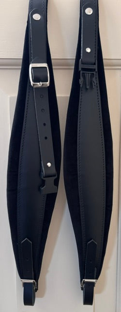 a pair od 9cm accordion straps leather and velvet