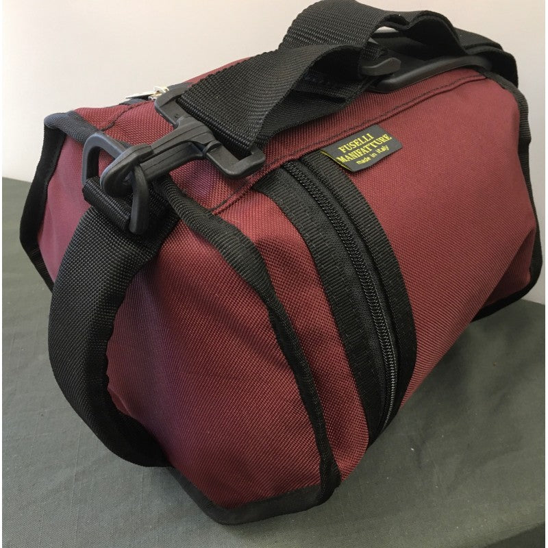 burgundy concertina gig bag shows handle and shoulder strap
