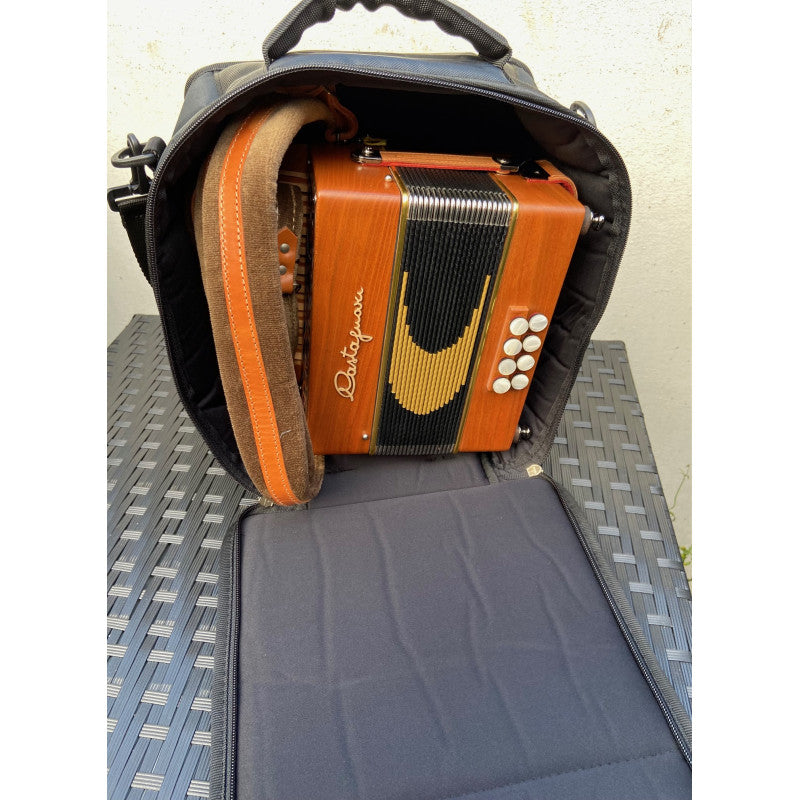 small melodeon bag with castagnari lilly on it's side
