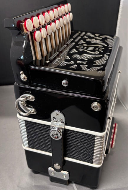 dino baffetti melodeon black pearl ii d/g shows keyboard