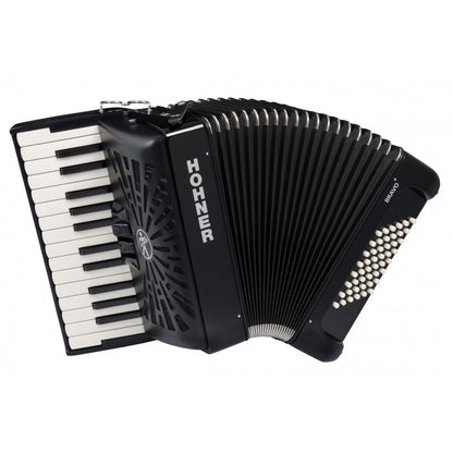 Hohner Bravo II 48 Bass Black Silent Key Piano Accordion